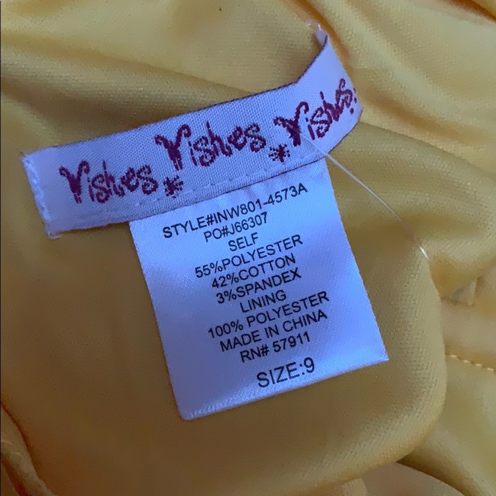 Wishes Satin Dress Yellow Empire Pleated Skirt - Picture 6 of 6